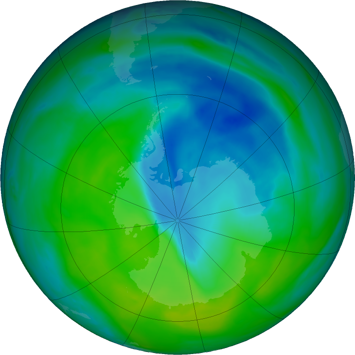Antarctic ozone map for 19 December 2023